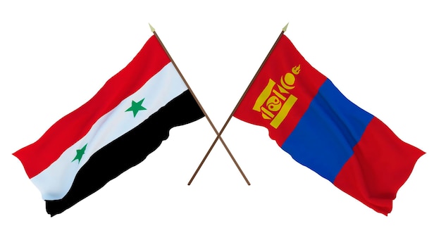 Tło dla projektantów ilustratorów Narodowe Flagi Dnia Niepodległości Syrii i Mongolii
