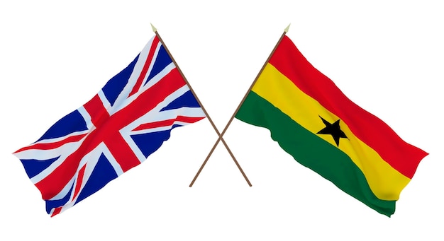 Tło dla projektantów ilustratorów Narodowe Flagi Dnia Niepodległości Zjednoczone Królestwo Wielkiej Brytanii i Irlandii Północnej oraz Ghany