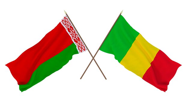 Tło dla projektantów ilustratorów Narodowe Flagi Święta Niepodległości Białoruś i Mali