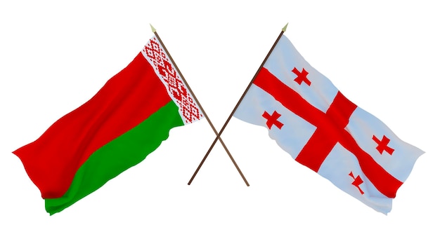 Tło dla projektantów ilustratorów Narodowe Flagi Święta Niepodległości Białorusi i Gruzji