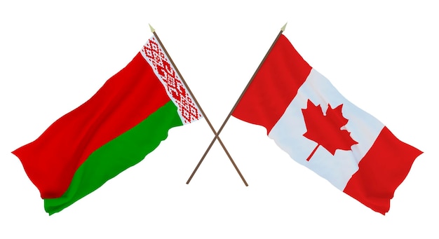 Tło dla projektantów ilustratorów Narodowe Flagi Święta Niepodległości Białorusi i Kanady