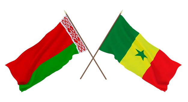 Tło dla projektantów ilustratorów Narodowe Flagi Święta Niepodległości Białorusi i Senegalu