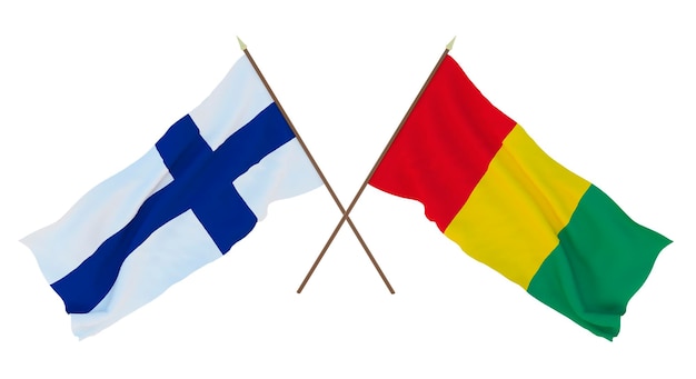Tło dla projektantów ilustratorów Narodowe Flagi Święta Niepodległości Finlandii i Gwinei