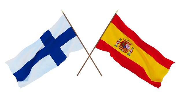 Tło dla projektantów ilustratorów Narodowe Flagi Święta Niepodległości Finlandii i Hiszpanii