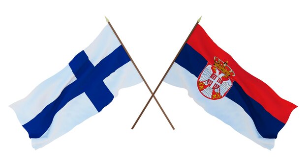 Tło dla projektantów ilustratorów Narodowe Flagi Święta Niepodległości Finlandii i Serbii
