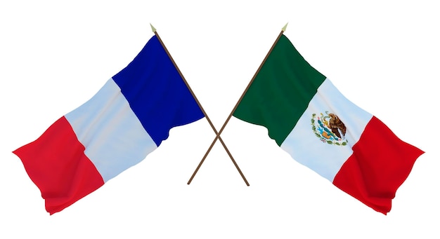 Tło dla projektantów ilustratorów Narodowe Flagi Święta Niepodległości Francji i Meksyku