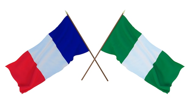 Tło dla projektantów ilustratorów Narodowe Flagi Święta Niepodległości Francji i Nigerii