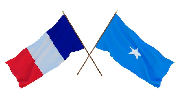 Tło dla projektantów ilustratorów Narodowe Flagi Święta Niepodległości Francji i Somalii