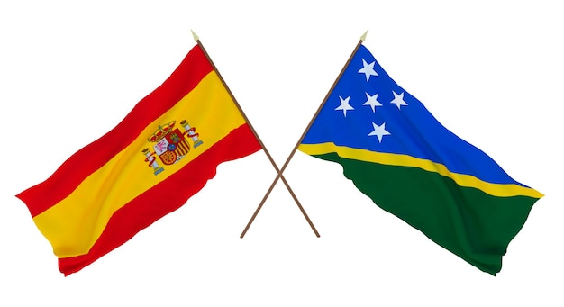 Tło dla projektantów ilustratorów Narodowe Flagi Święta Niepodległości Hiszpanii i Wysp Salomona