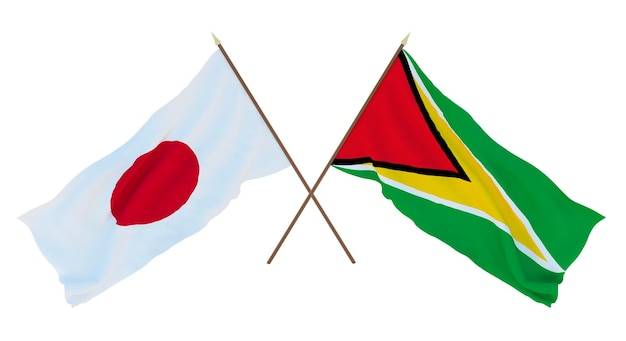 Tło dla projektantów ilustratorów Narodowe Flagi Święta Niepodległości Japonii i Gujany