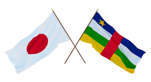 Tło dla projektantów ilustratorów Narodowe Flagi Święta Niepodległości Japonii i Republiki Środkowoafrykańskiej