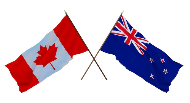 Tło dla projektantów ilustratorów Narodowe Flagi Święta Niepodległości Kanady i Nowej Zelandii