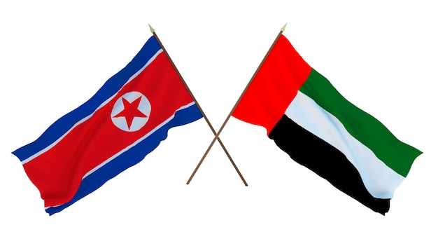 Tło dla projektantów ilustratorów Narodowe Flagi Święta Niepodległości Korea Północna i Zjednoczone Emiraty Arabskie