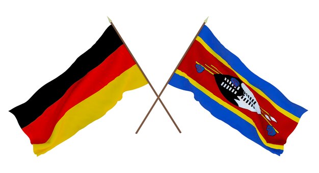 Tło dla projektantów ilustratorów Narodowe Flagi Święta Niepodległości Niemcy i Eswatini