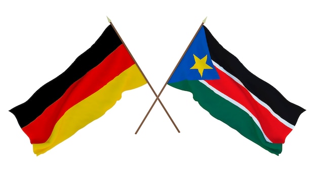 Tło dla projektantów ilustratorów Narodowe Flagi Święta Niepodległości Niemcy i Sudan Południowy