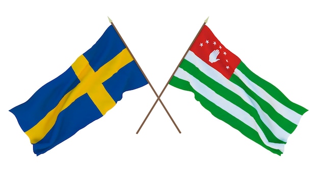 Tło dla projektantów ilustratorów Narodowe Flagi Święta Niepodległości Szwecja i Abchazja
