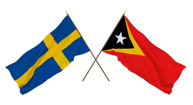 Tło dla projektantów ilustratorów Narodowe Flagi Święta Niepodległości Szwecji i Timoru Wschodniego