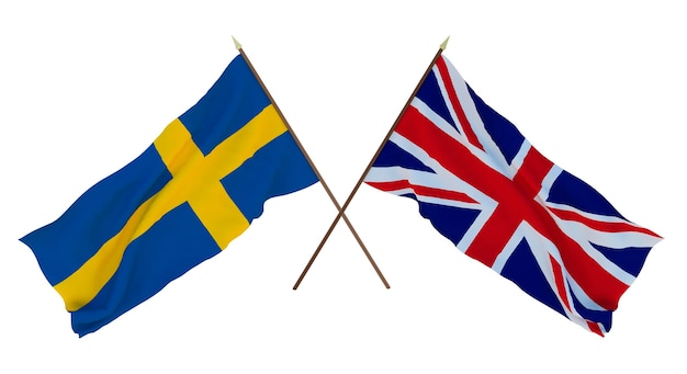 Tło dla projektantów ilustratorów Narodowe Flagi Święta Niepodległości Szwecji i Wielkiej Brytanii