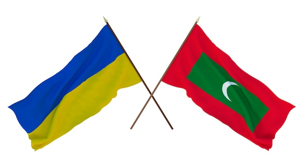 Tło dla projektantów ilustratorów Narodowe Flagi Święta Niepodległości Ukrainy i Malediwów