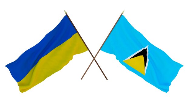 Tło dla projektantów ilustratorów Narodowe Flagi Święta Niepodległości Ukrainy i Saint Lucia