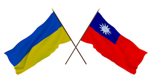 Tło dla projektantów ilustratorów Narodowe Flagi Święta Niepodległości Ukrainy i Tajwanu
