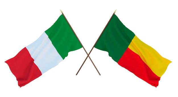 Tło dla projektantów ilustratorów Narodowe Flagi Święta Niepodległości Włochy i Benin