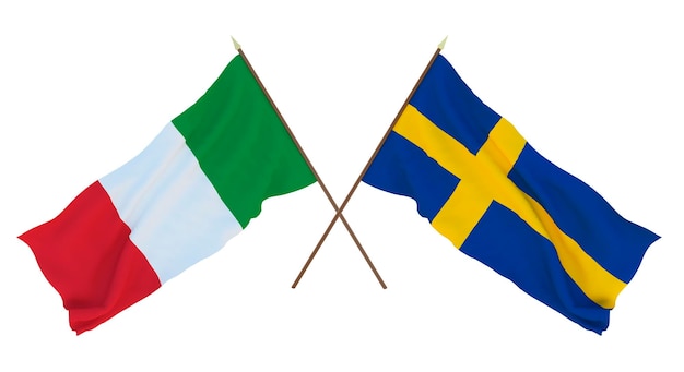 Tło dla projektantów ilustratorów Narodowe Flagi Święta Niepodległości Włochy i Szwecja