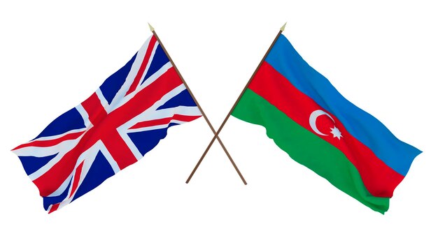 Tło dla projektantów ilustratorów Narodowe Flagi Święta Niepodległości Zjednoczone Królestwo Wielkiej Brytanii i Irlandii Północnej oraz Azerbejdżanu