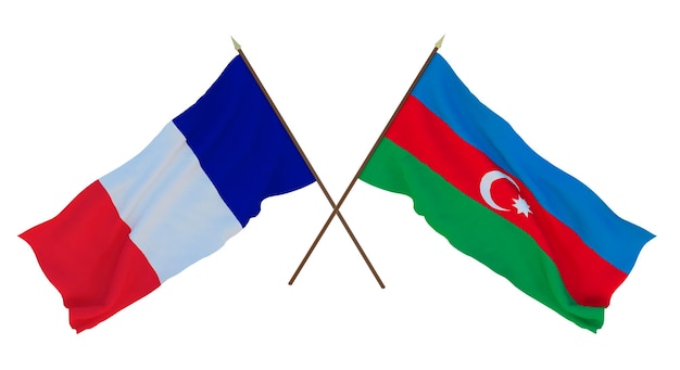 Tło dla projektantów ilustratorów Narodowe Święta Niepodległości Flagi Francji i Azerbejdżanu