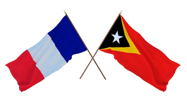 Tło dla projektantów ilustratorów Narodowe Święto Niepodległości Flagi Francji i Timoru Wschodniego