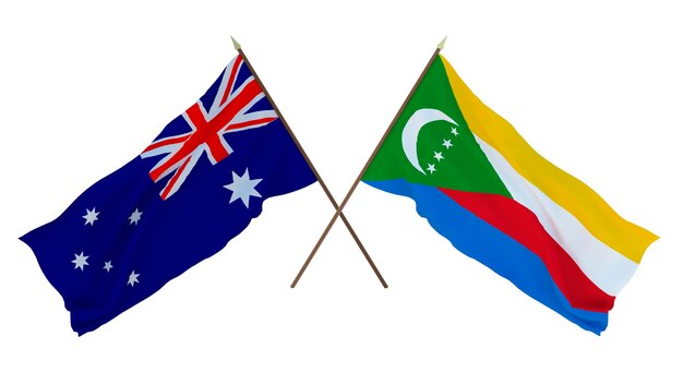 Tło dla projektantów ilustratorów National Independence Day Flags Australia and Comoros