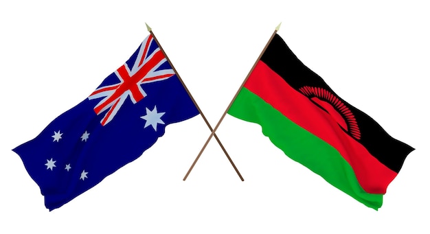 Tło dla projektantów ilustratorów National Independence Day Flags Australia and Malawi