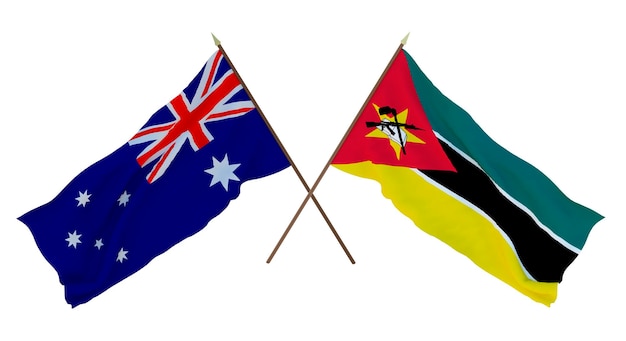 Tło dla projektantów ilustratorów National Independence Day Flags Australia and Mozambique