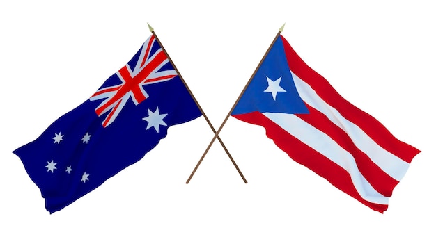 Tło dla projektantów ilustratorów National Independence Day Flags Australia i PuertoRico