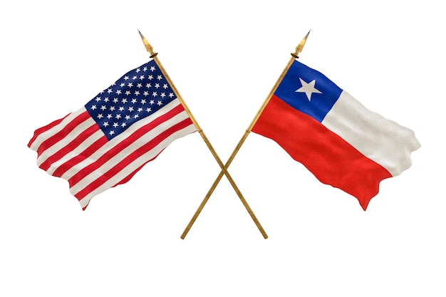 Tło dla projektantów National Day Flagi narodowe Stanów Zjednoczonych Ameryki USA i Chile