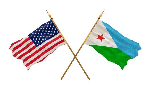 Tło dla projektantów National Day Flagi narodowe Stanów Zjednoczonych Ameryki USA i Dżibuti