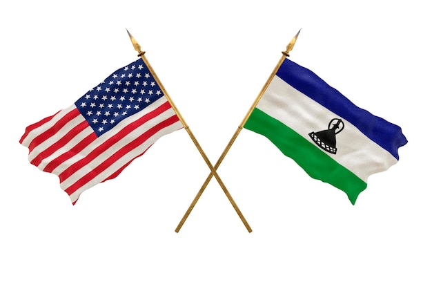 Tło dla projektantów National Day Flagi narodowe Stanów Zjednoczonych Ameryki USA i Lesotho
