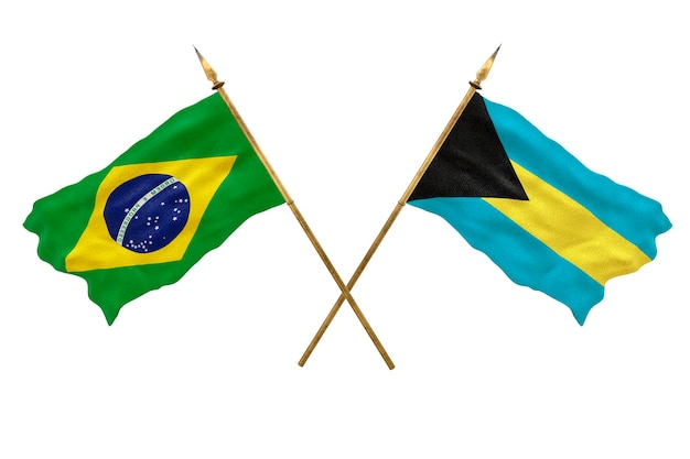 Tło dla projektantów National Day Model 3D Flagi narodowe Republiki Ludowej Brazylii i Bahamów
