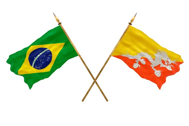 Tło dla projektantów National Day Model 3D Flagi narodowe Republiki Ludowej Brazylii i Bhutanu