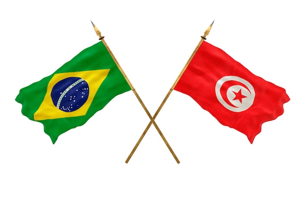 Tło dla projektantów Święto Narodowe Model 3D Flagi narodowe Republiki Ludowej Brazylii i Tunezji
