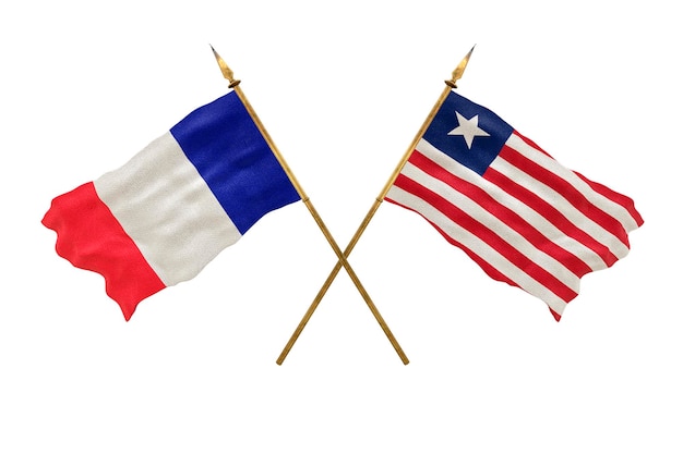 Tło dla projektantów Święto Narodowe Model 3D Flagi narodowe Republiki Ludowej Francji i Liberii