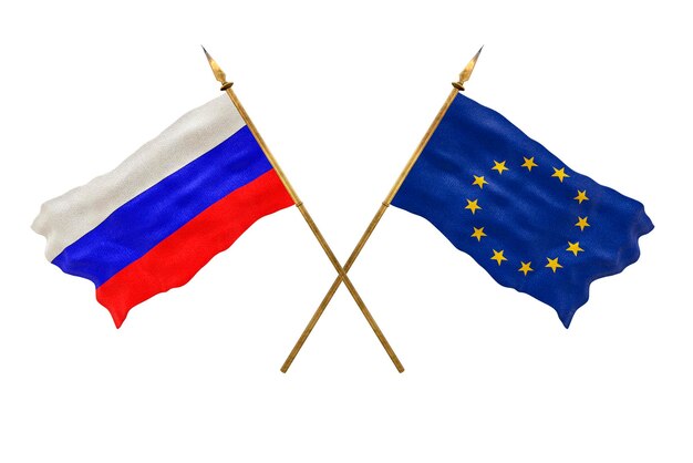 Tło dla projektantów Święto Narodowe Model 3D Flagi narodowe Rosji i Europy