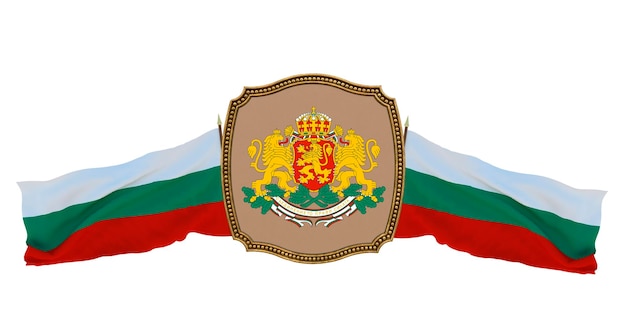 Tło dla redaktorów i projektantów Święto narodowe Ilustracja 3D Flaga i herb Bułgarii