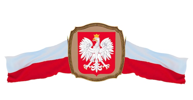 Tło dla redaktorów i projektantów Święto narodowe ilustracja 3D Flaga i herb Polski