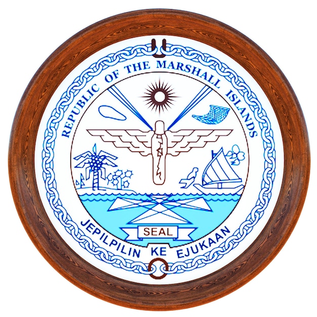 Zdjęcie tło dla redaktorów i projektantów święto narodowe ilustracja 3d herb narodowy wyspy marshalla