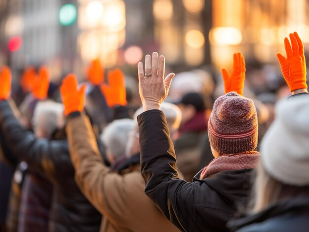 Tło dnia praw człowieka z grupą ludzi podnoszących ręce