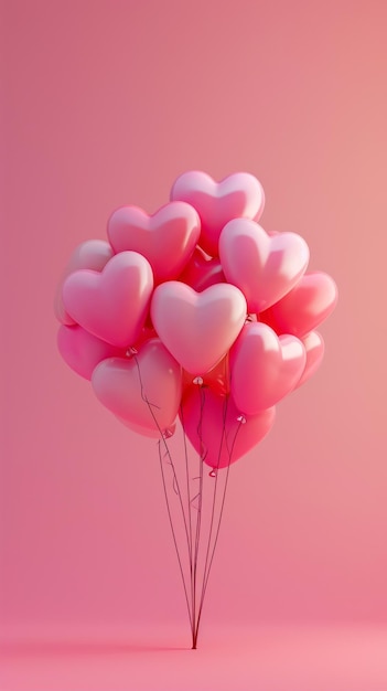 Tło Dnia Świętego Walentynki z różowymi balonami w kształcie serca