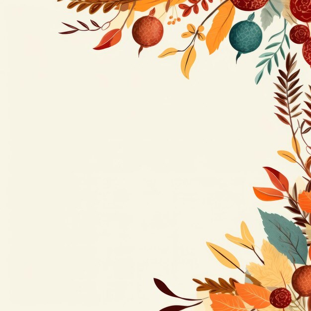 Zdjęcie tło dziękczynienia z jesiennymi liśćmi i jagodami