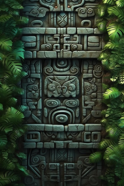 tło gry aztec mayan stone design 3d illustration