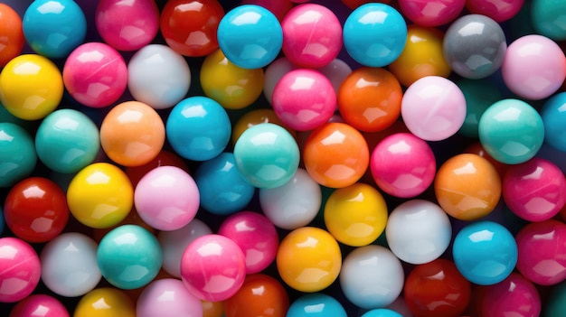 Tło Gumballs Kolorowe cukierki Różne drażetki w jaskrawych kolorach Ilustracja generatywna AI